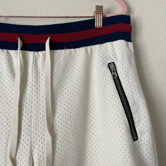 Bascom Projects Shorts Mens Large Cream 1993-XXV Knit Mesh Basketball Sports - Picture 4 of 8